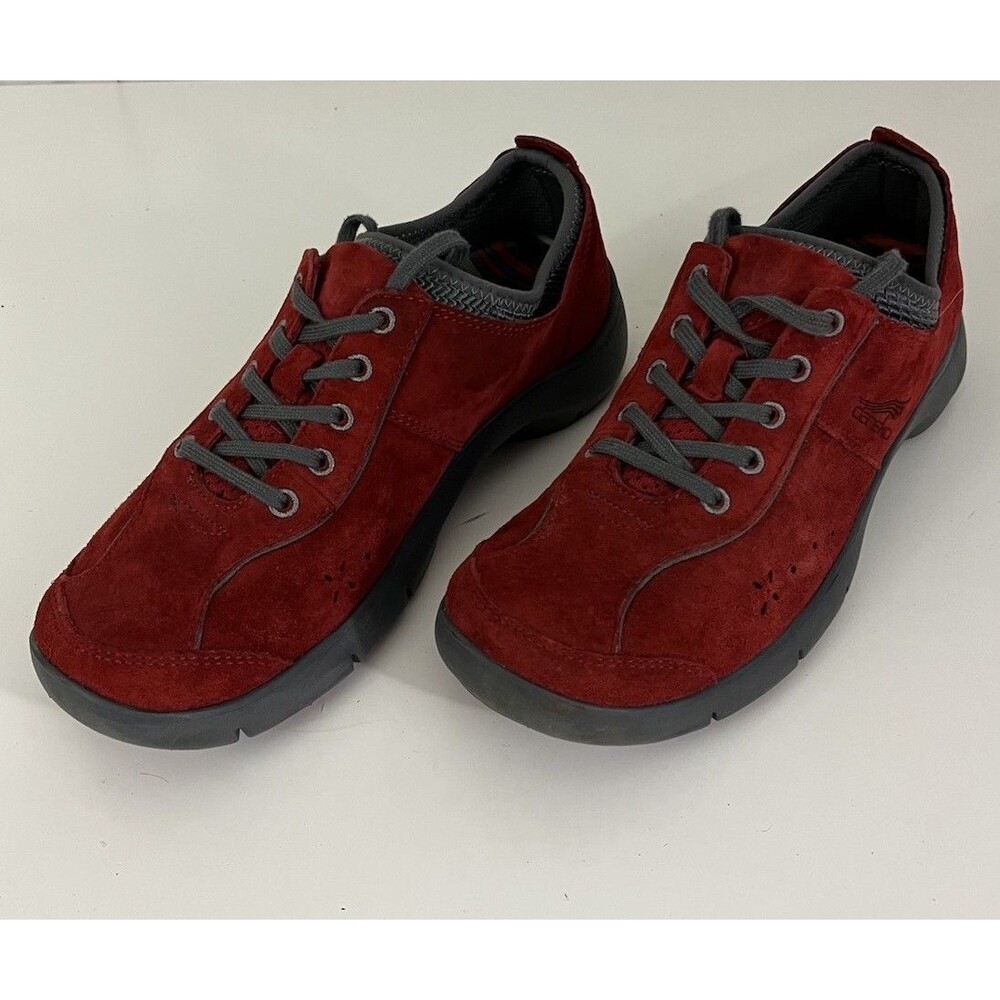 Dansko Womens Red Suede Lace Up Sneakers Size 38 Active Casual Comfort Shoes